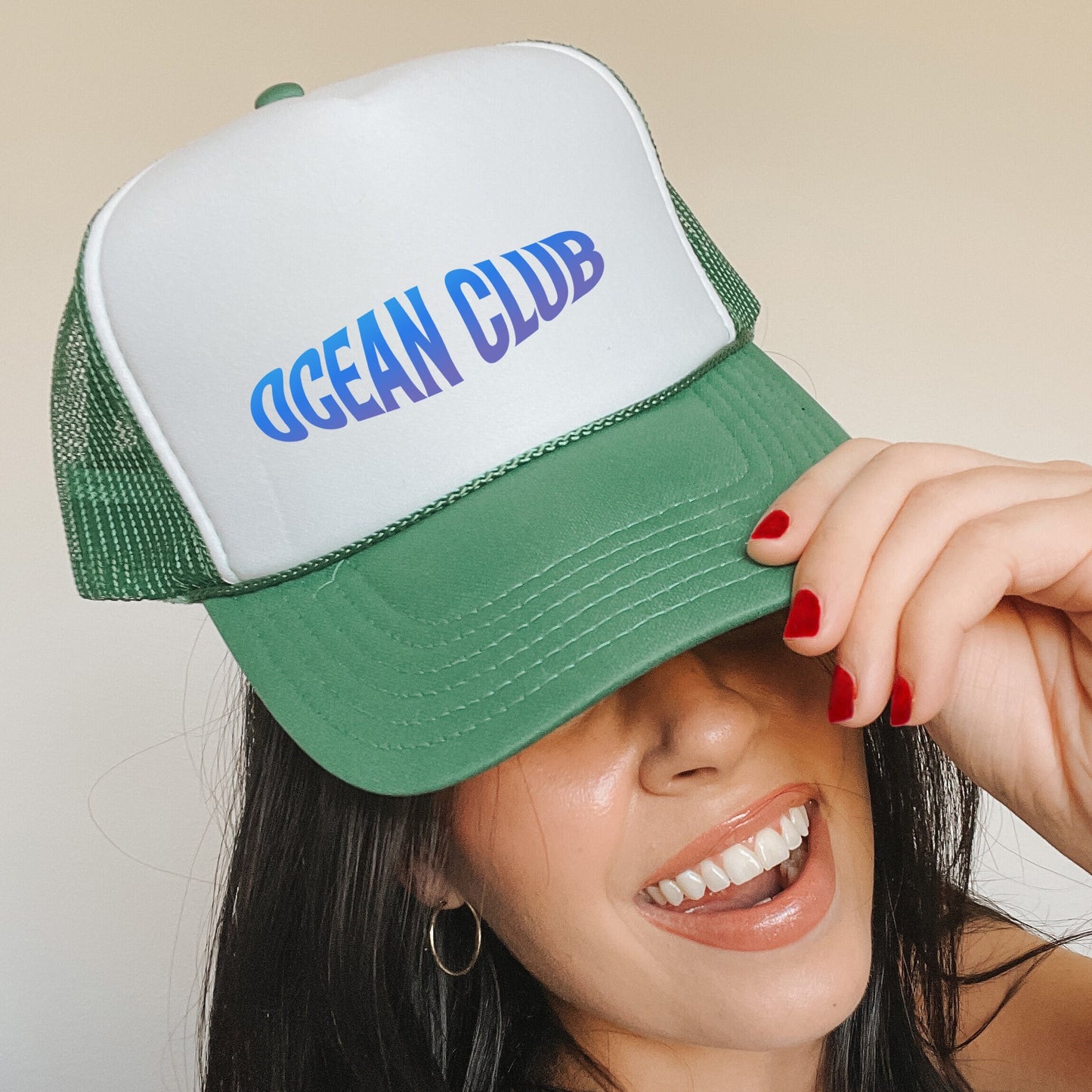 Ocean Club Hat, Beach Hat, Ocean Cap, Summer Vacation Hat, Ocean Trucker Hat, Surfing Hat, Summer Time Mesh Back Hat, Sea Life Hat