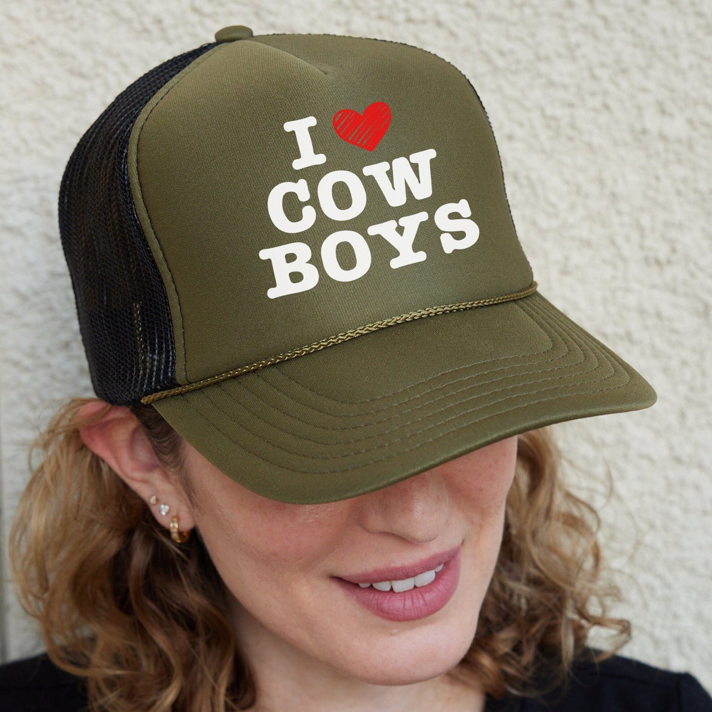 I Love Cow Boys Trucker Hat, I Heart Hot Cowboys Cap, Country Trucker Hat, Western Baseball Caps, Southern Girls Hat