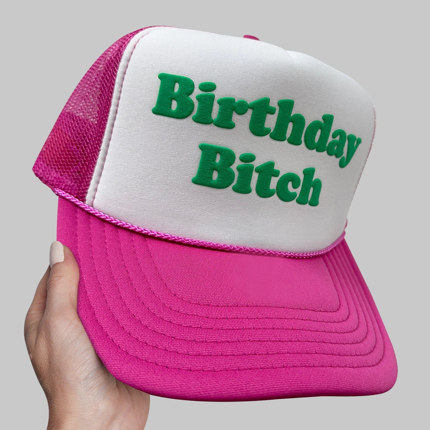 Birthday Bitch Puff Print Trucker Hat, Birthday Bitch Hat