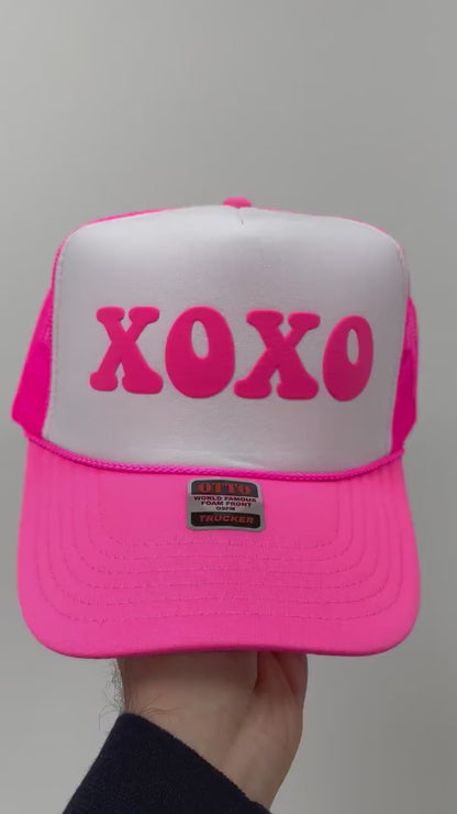 XOXO Puff Print Trucker Hat, Xoxo Hat, Xoxo 3d Puff Print Cap