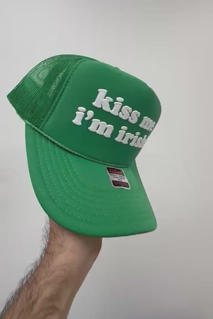 Kiss Me I'm Irish! Puff Print Trucker Hat, Kiss Me I'm Irish! Hat