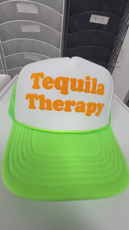 Tequila Therapy Puff Print Trucker Hat, Tequila Therapy Hat