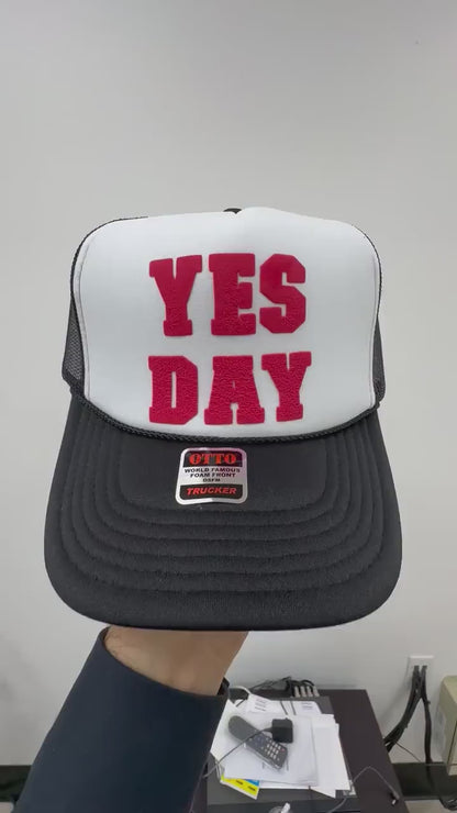 Yes Day Puff Print Trucker Hat, Yes Day Hat