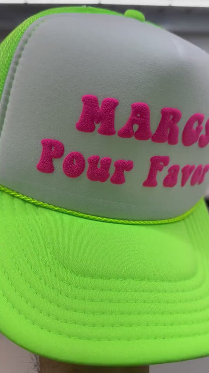 Margs Pour Favor Puff Print Trucker Hat, Margs Por Favor Cap
