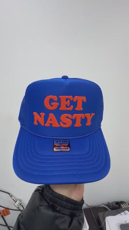 Get Nasty Puff Print Trucker Hat, Get Nasty Hat, 3D Puff Print Get Nasty Cap