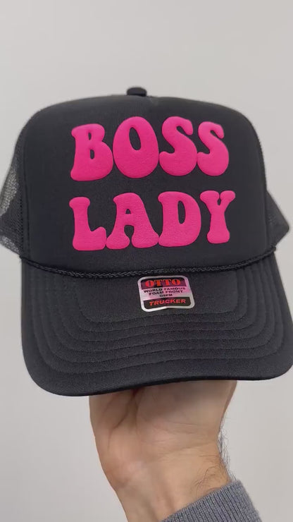 Boss Lady Puff Print Trucker Hat, Boss Lady Hat