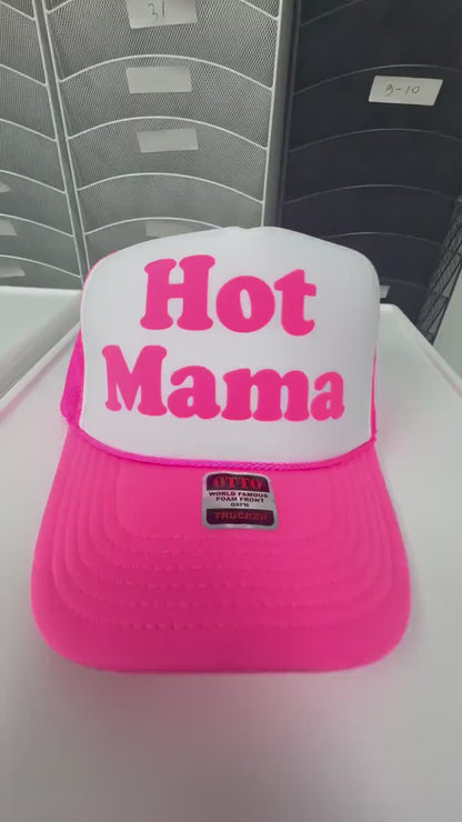 Hot Mama Puff Print Trucker Hat, Hot Mama Hat