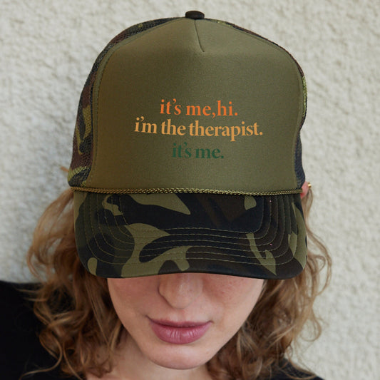It's Me Hi I'm The Therapist It's Me Hats, Therapist Appreciation Hats, Therapist Trucker Hats, Mental Health Trucker Hats