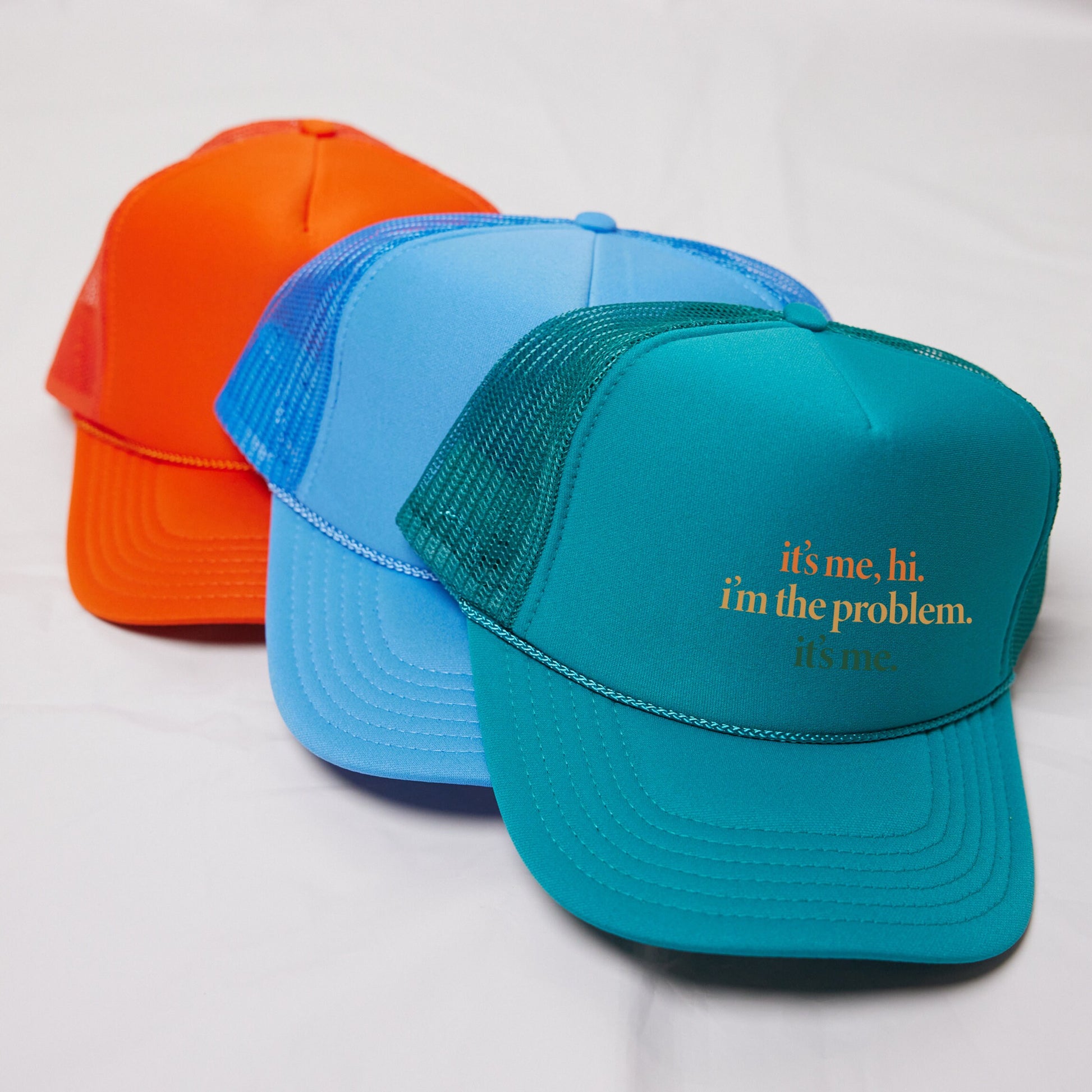 three hats that say it&#39;s me in the problem