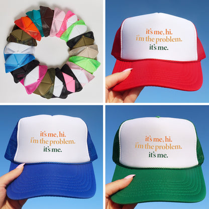 a collage of four hats with different sayings