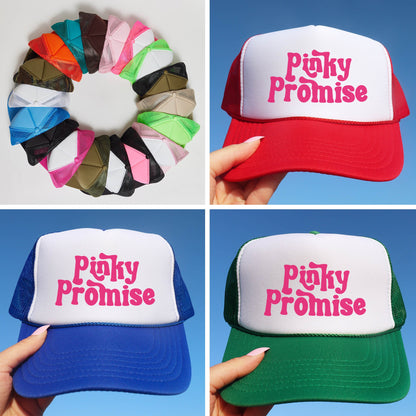 a collage of four different hats with the words pigty promise on them