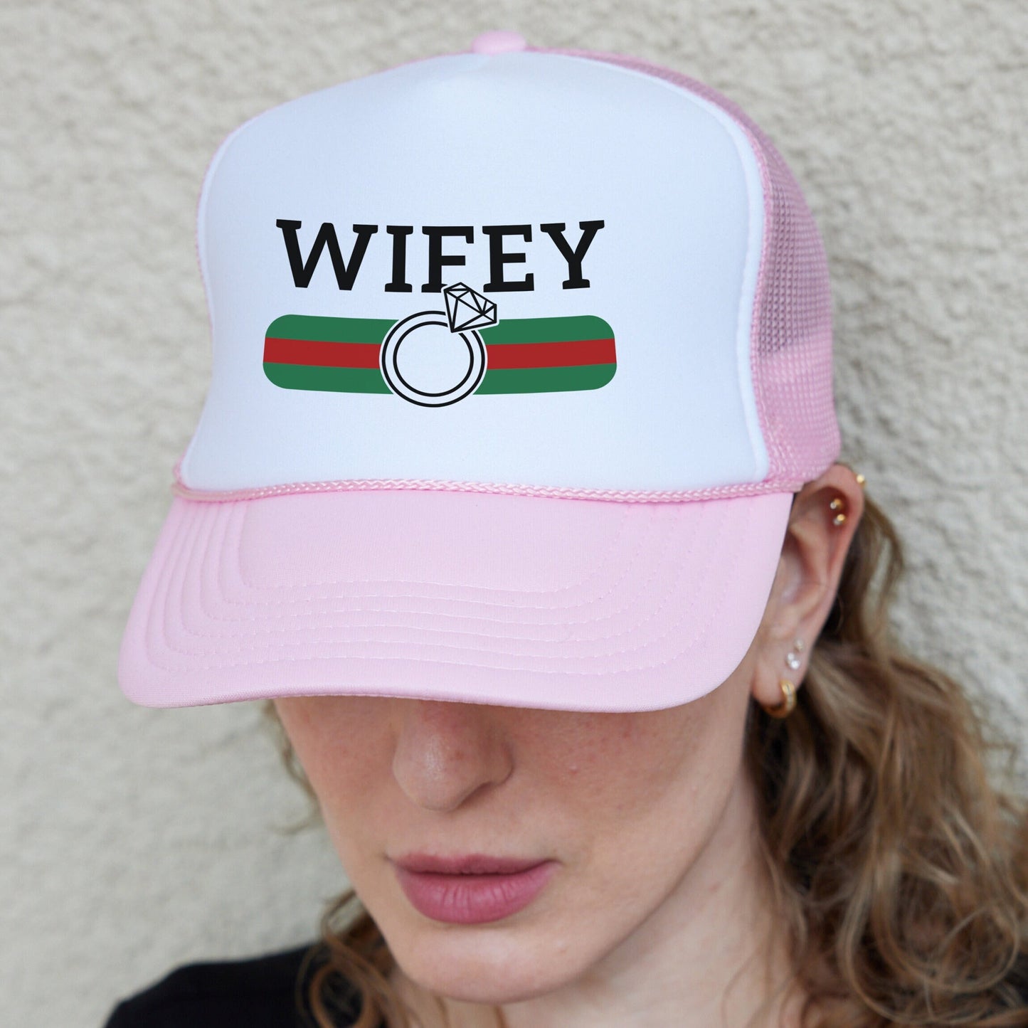 Wifey Hat, Ring Trucker Hat, Engagement Gifts, Wedding Hat, Newlywed Hat, Honeymoon Mesh Back Hat, Wifey 5 Panel Hat, Bachelorette Party Hat