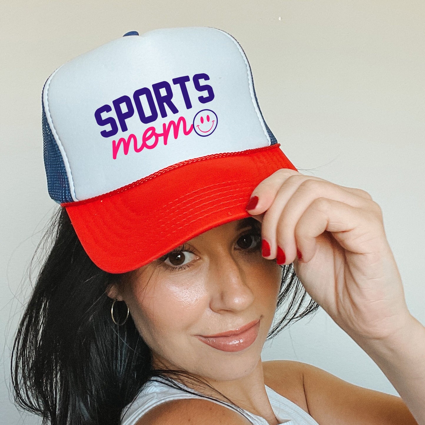 Sports Mom Trucker Hat, Mother's Day Gift, Game Day Hat, Baseball Game Trucker Hat, Sport Mom Foam Hat, Smiley Face Hat, Emoji Hats