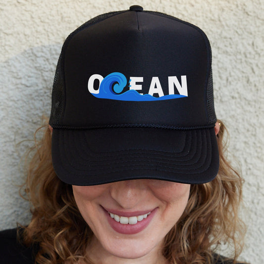 Ocean Wave Hat, Beach Wave Trucker Hat, Ocean Baseball Hat, Wave Lover Gift, Surf Lover Hat, Summer Vacation Hat, Tropical Hat, Ocean Cap