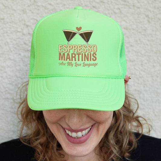 Espresso Martinis Are My Love Language Hat, Espresso Martini Trucker Hat, Funny Drinking Hat, Cocktail Hat, Alcohol Hat, Coffee Lover Gift