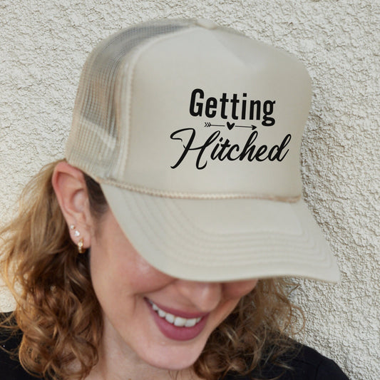 Getting Hitched Trucker Hats, Nashville Bachelorette Party Hats, Bridal Party Baseball Caps, Scottsdale Bachelorette Hats,