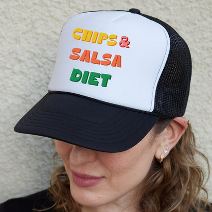 Chips and Salsa Diet Hats, Foodie Caps, Mexican Food Hat, Funny Food Baseball Caps, Best Friends Trucker Hat, Snack Food Hat