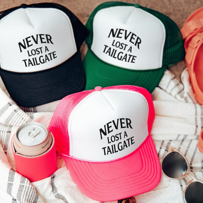 three hats that say never lost a tailgate