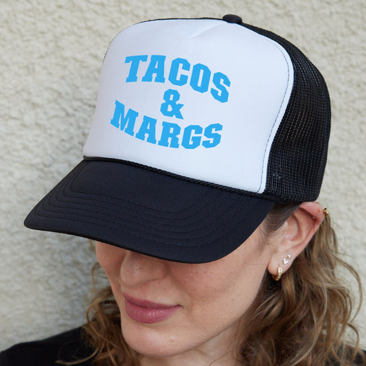 Tacos & Margs Trucker Hat, Margs Trucker Cap, Cinco De Mayo Hat, Margarita Lover Hats, Funny Drinking Hats, Taco Lover Baseball Caps