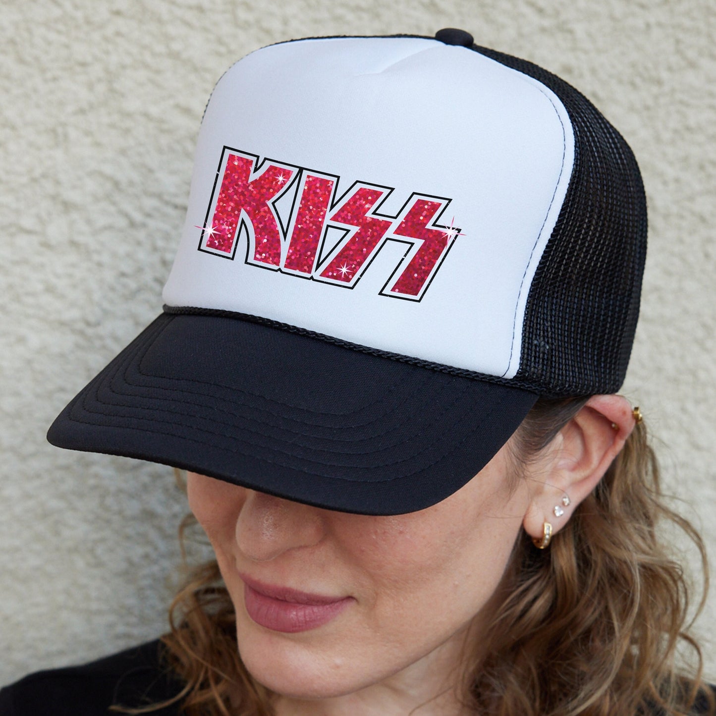 Kiss Hat, Valentine's Day Caps, Kiss Hats, Xoxo Hat, Women Kiss Hat, Retro Band Graphic Hats, Ladies Love Hat, Gift For Her