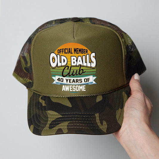 Men's 40th Birthday Hats, Official Member Old Balls Club Hats, 40 Years Of Awesome Hats, Father's Day Hats, Baseball Caps, Gift For Dad