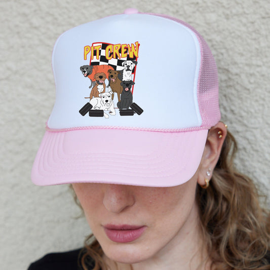 Pit Crew Hats, Funny Pitbull Hats, Dog Graphic Baseball Caps, Pit Stop Hats, Pitbull Rescue Hats, Checkered Flag Hats, Pitbull Mom Hats