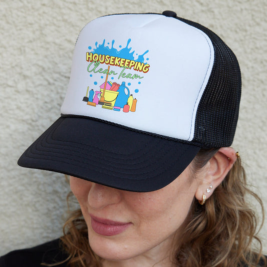 Housekeeping Hats, Clean Team Hat, Cleaning Service Hats, Housekeeping Graphic Baseball Caps, Cleaning Crew Hat, Housemaid Hat
