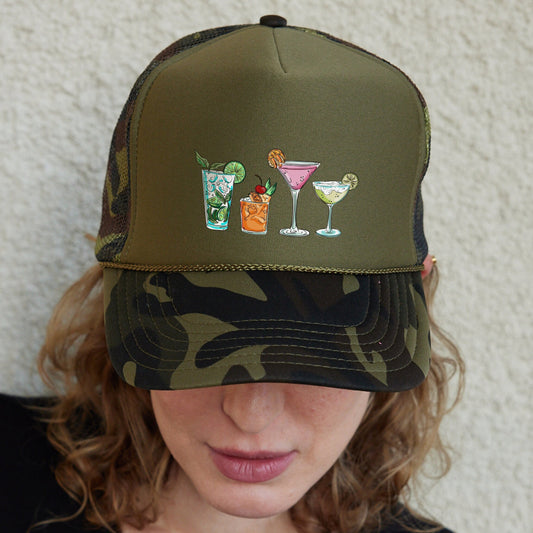 Cocktails Hats, Margarita Hat, Cinco de Mayo Hat, Cocktails Graphic Hat, Bartender Hat, Cocktails Party Hat, Martini Hat, Drinking Hat
