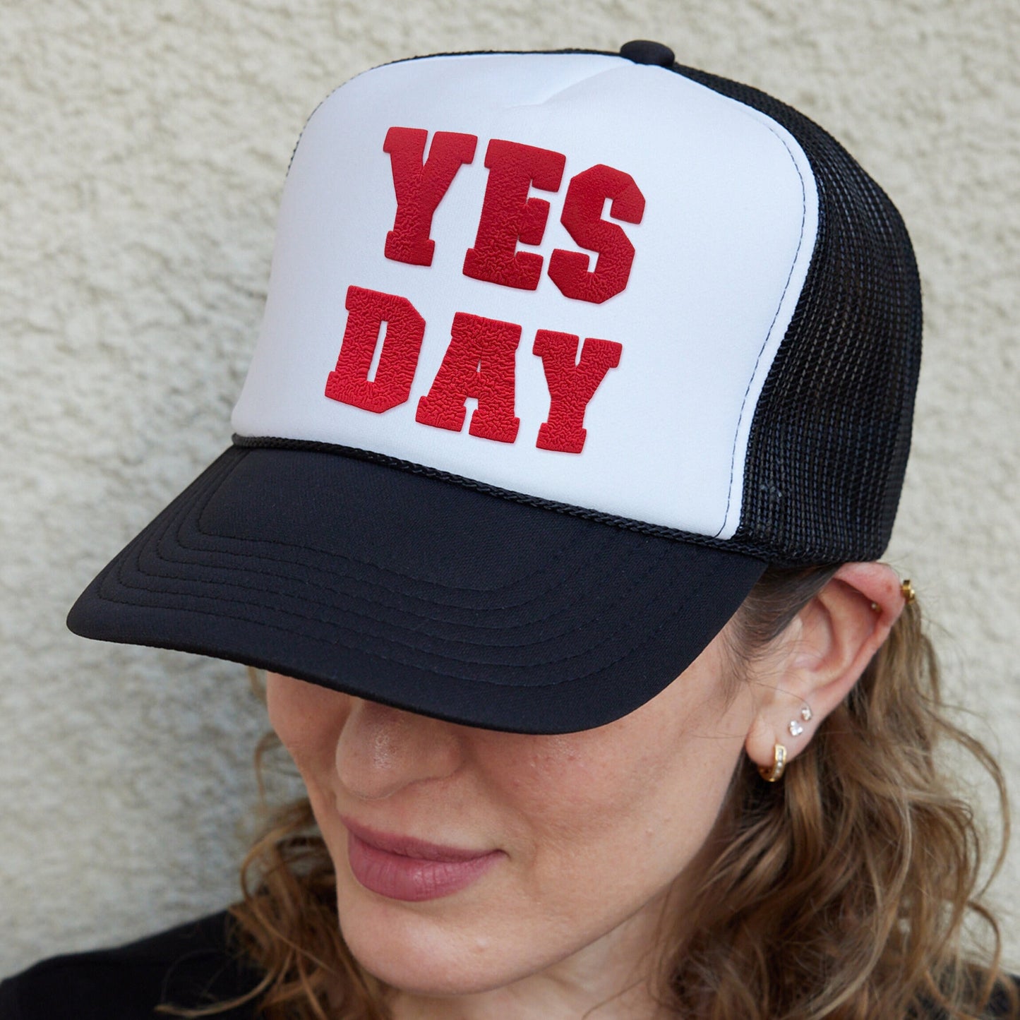 Yes Day Puff Print Trucker Hat, Yes Day Hat