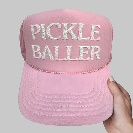 Pickle Baller Puff Print Trucker Hat, Pickleball, Pickleballer Hat