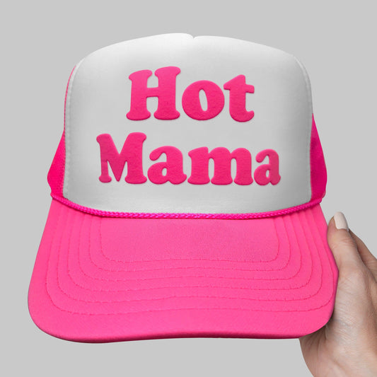 Hot Mama Puff Print Trucker Hat, Hot Mama Hat