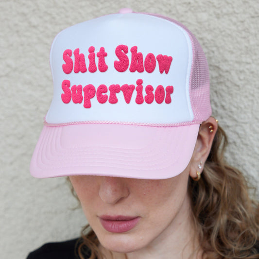 Shit Show Supervisor Puff Print Trucker Hat, Shit Show Supervisor Hat
