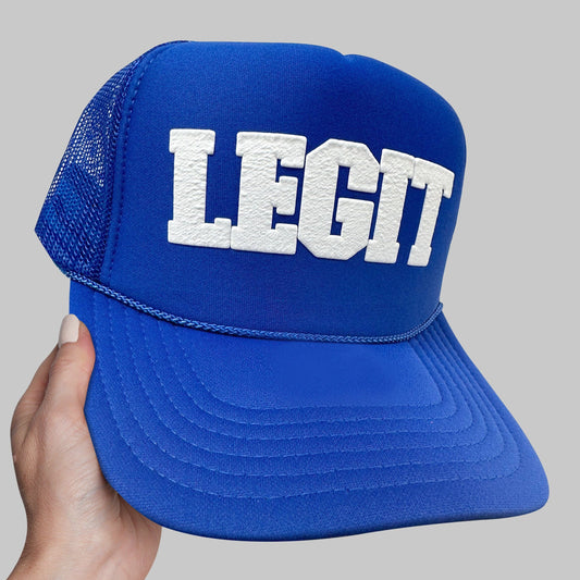 Legit Puff Print Trucker Hat, Legit Hat