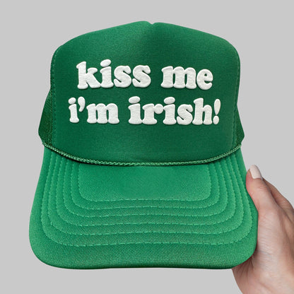 Kiss Me I'm Irish! Puff Print Trucker Hat, Kiss Me I'm Irish! Hat