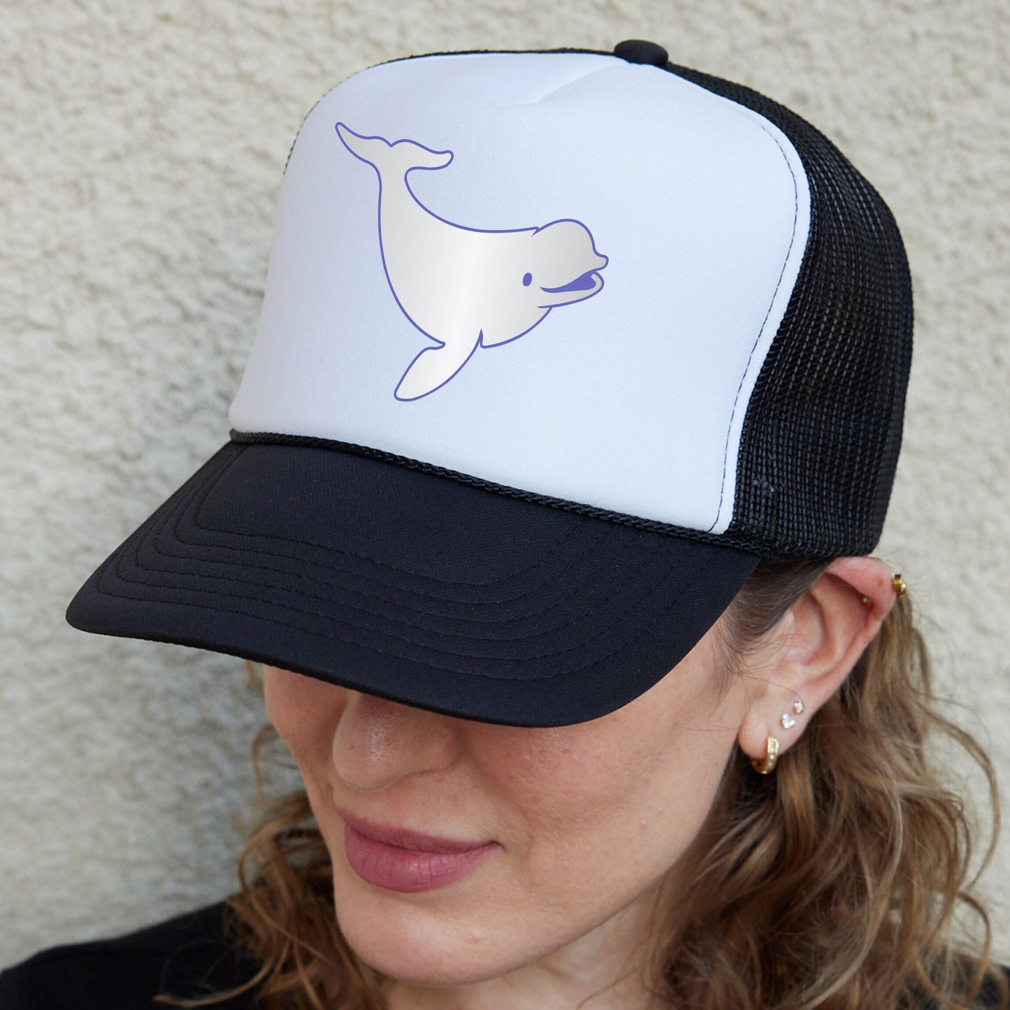 Beluga Whale Trucker Hat, Beluga Whale Caps, Gift For Ocean Lover, Whale Hat, Marine Life Hat