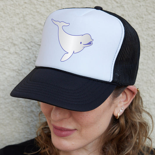 Beluga Whale Trucker Hat, Beluga Whale Caps, Gift For Ocean Lover, Whale Hat, Marine Life Hat